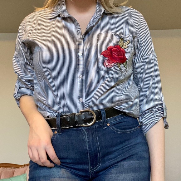 Embroidered Button Down Shirt - Picture 2 of 4